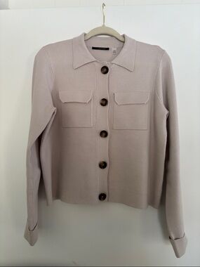 T Tahari Light Mauve Button-Front Knit Jacket